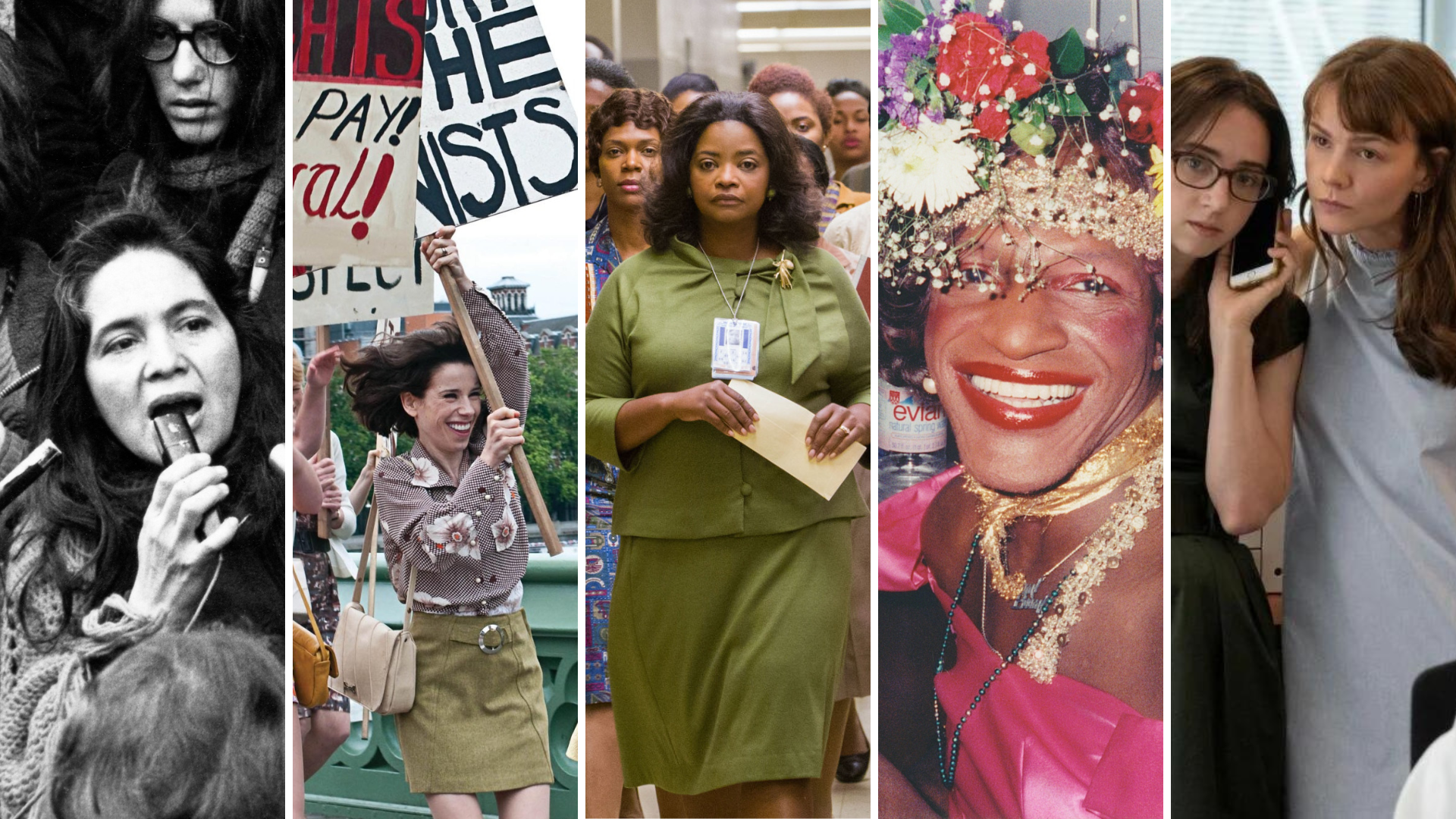 Five images from films about the fight for women's equality.